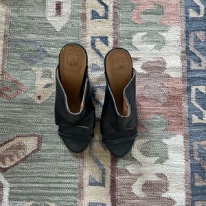 Black high heel mules